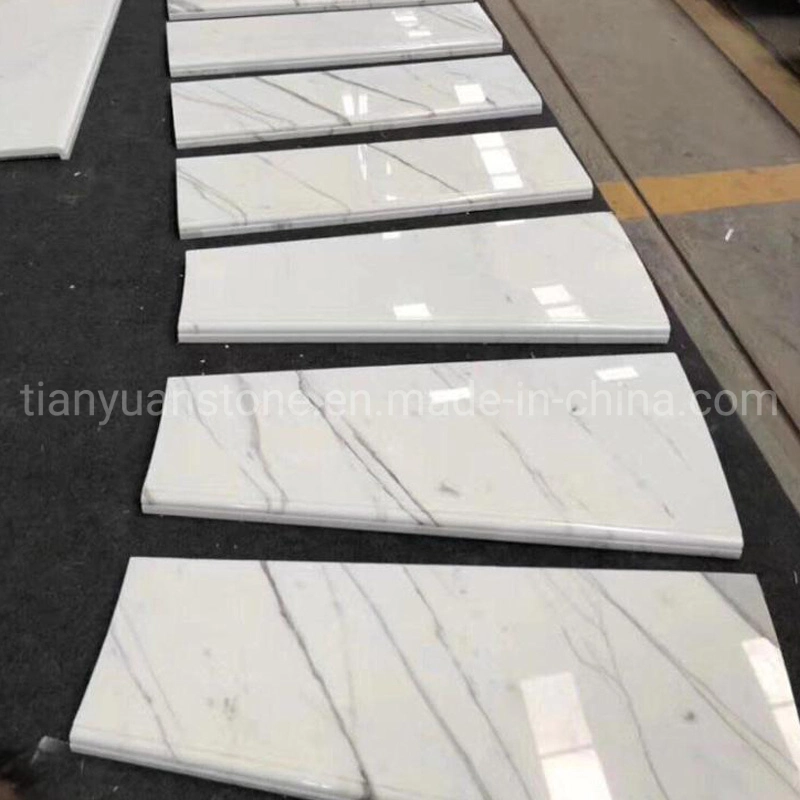 Panda White Indoor Staircase Step Floor Design Marble Tiles for Stairs