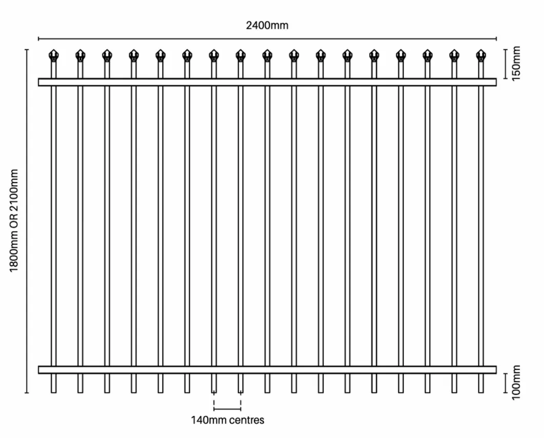 Powder Coated Wire Mesh Railing Metal Fence Pressed Spear Top Steel Fence Iron Gate Fence Garden Fence /Fence /Fencing/Galvanized Gabion Wall